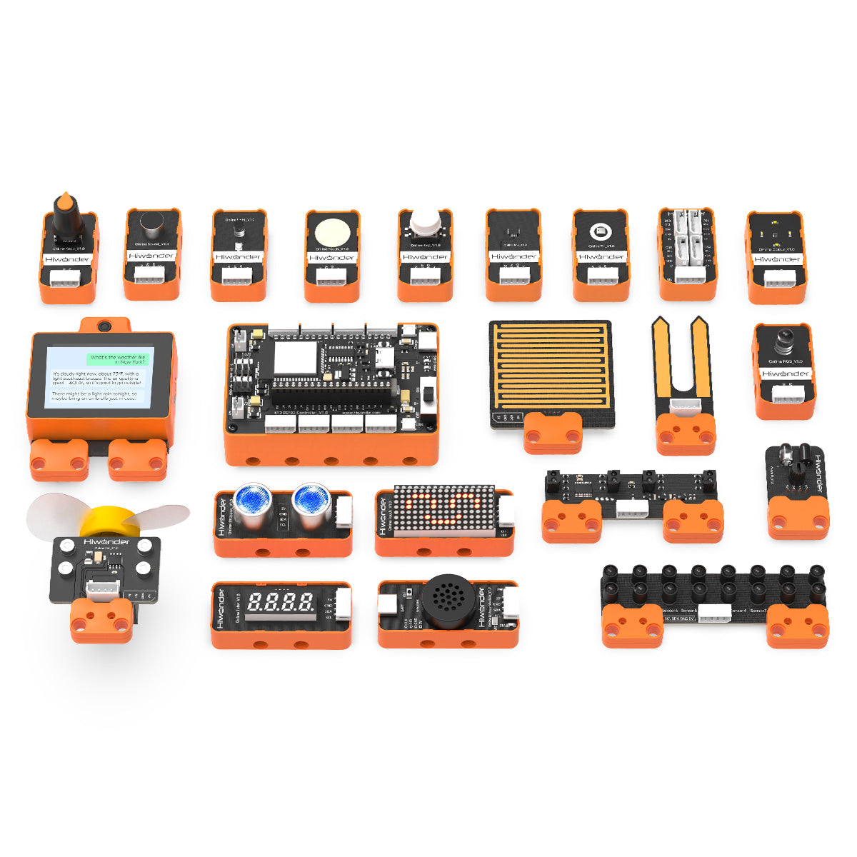Image of ESP32+Sensor Kit for Electronic Building Block Programmable Robot Car WonderLLM AI Module