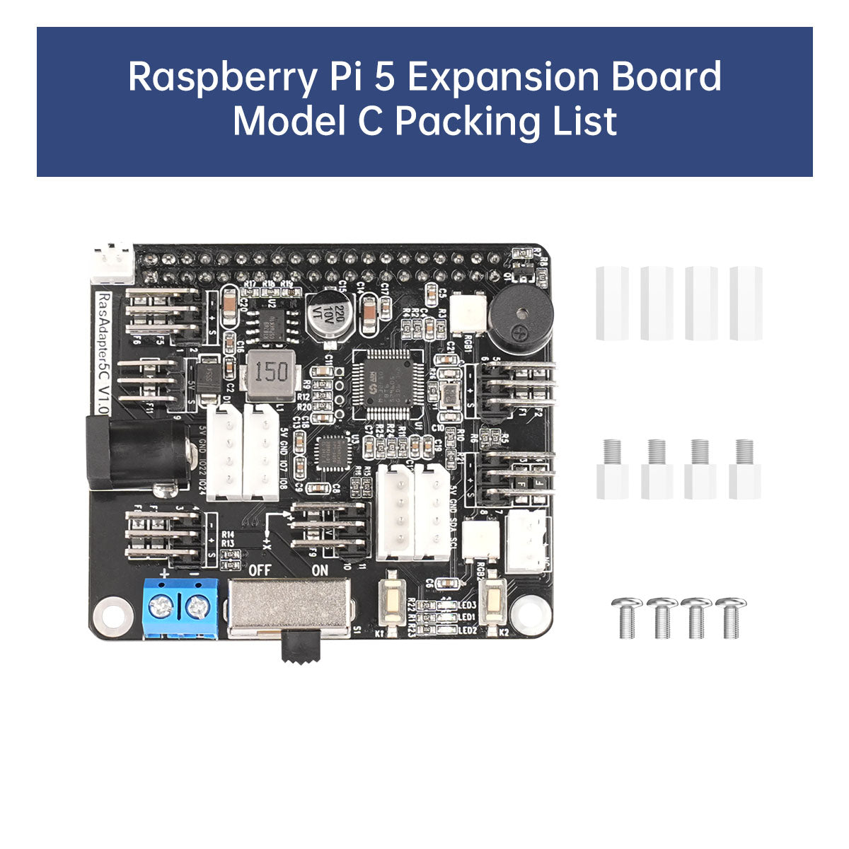 Image of Raspberry Pi 5 Expansion Board Servo Motor Driver ROS Robot Arm Smart Car Controller