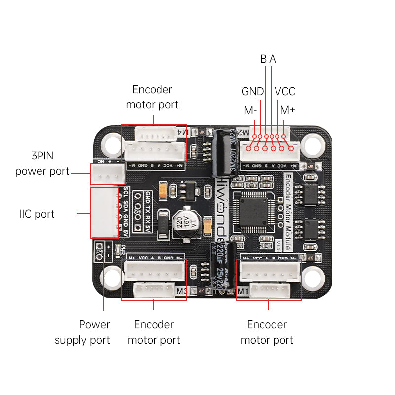 Image of 4-Channel Encoder Motor Driver Onboard Voltage Regulation for Intelligent Car