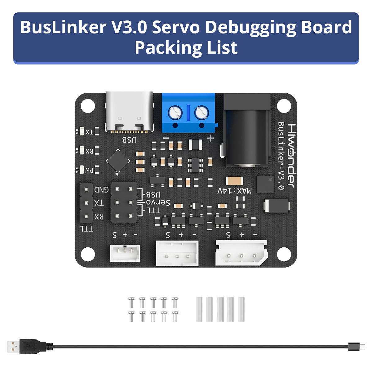 Image of BusLinker V3.0 Servo Debugging Board Packing List