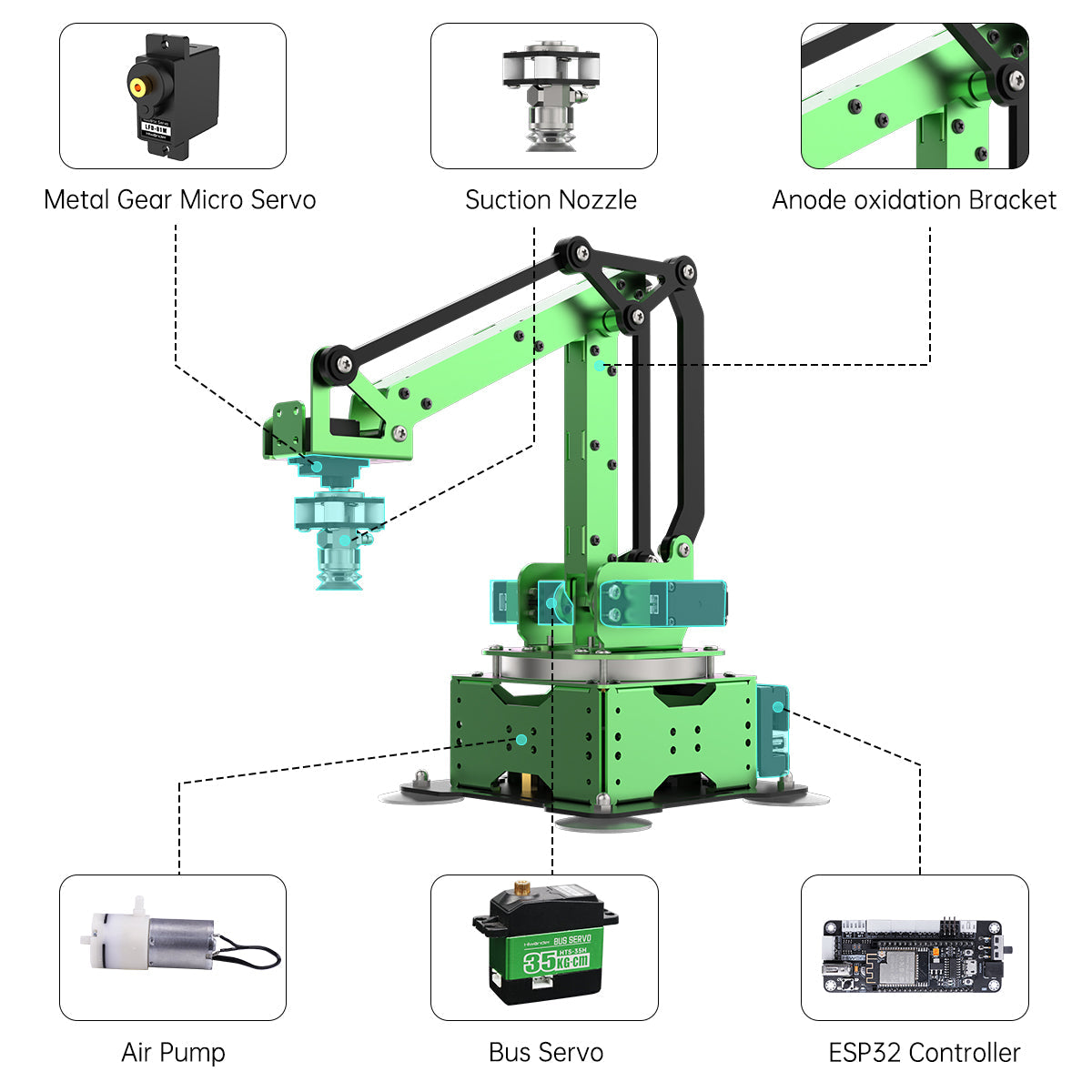 Image of MaxArm Open Source Robot Arm ESP32 Python Arduino Inverse Kinematics