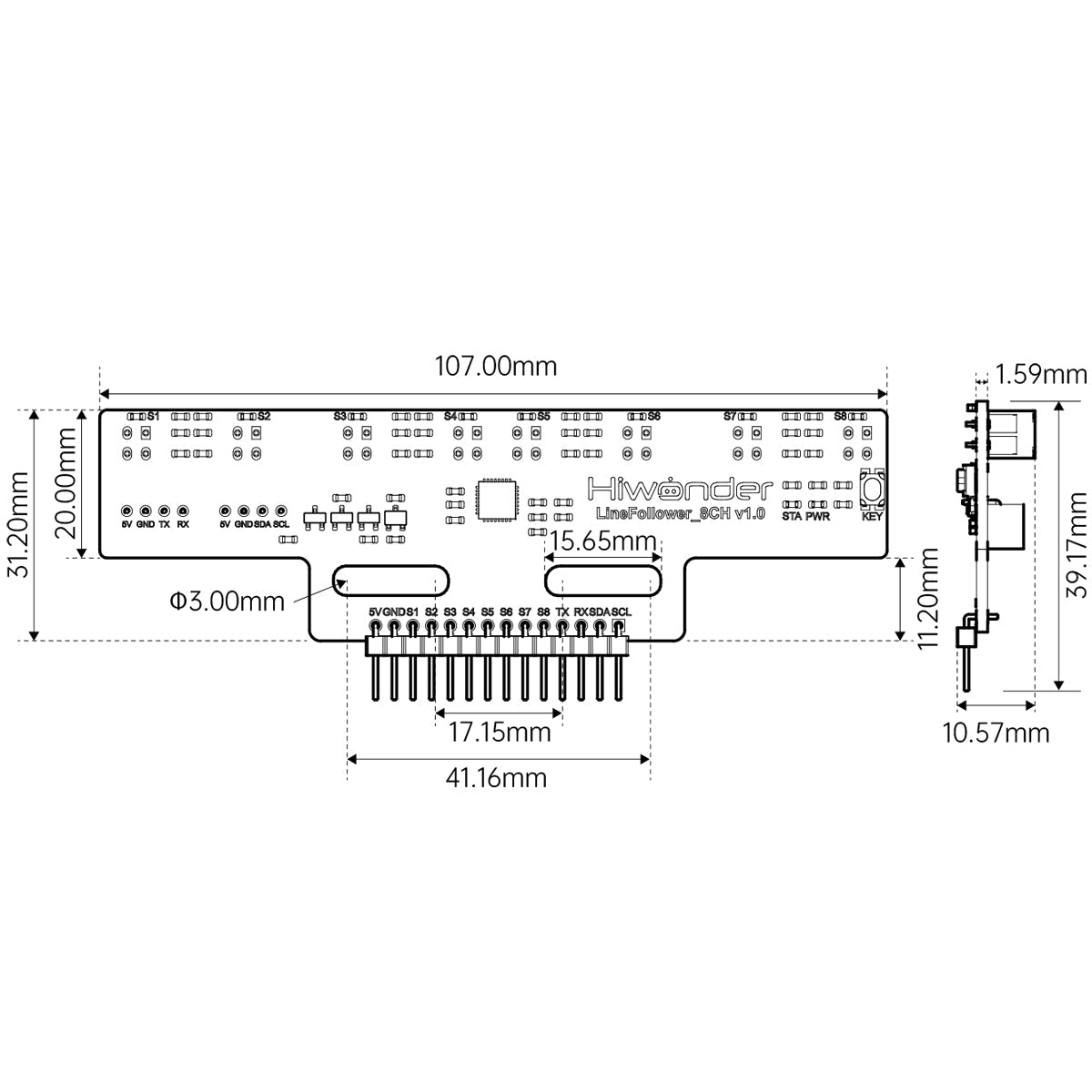 Image of 8-Channel IR Line Follower Sensor Module IR Line Tracking Robot Cars