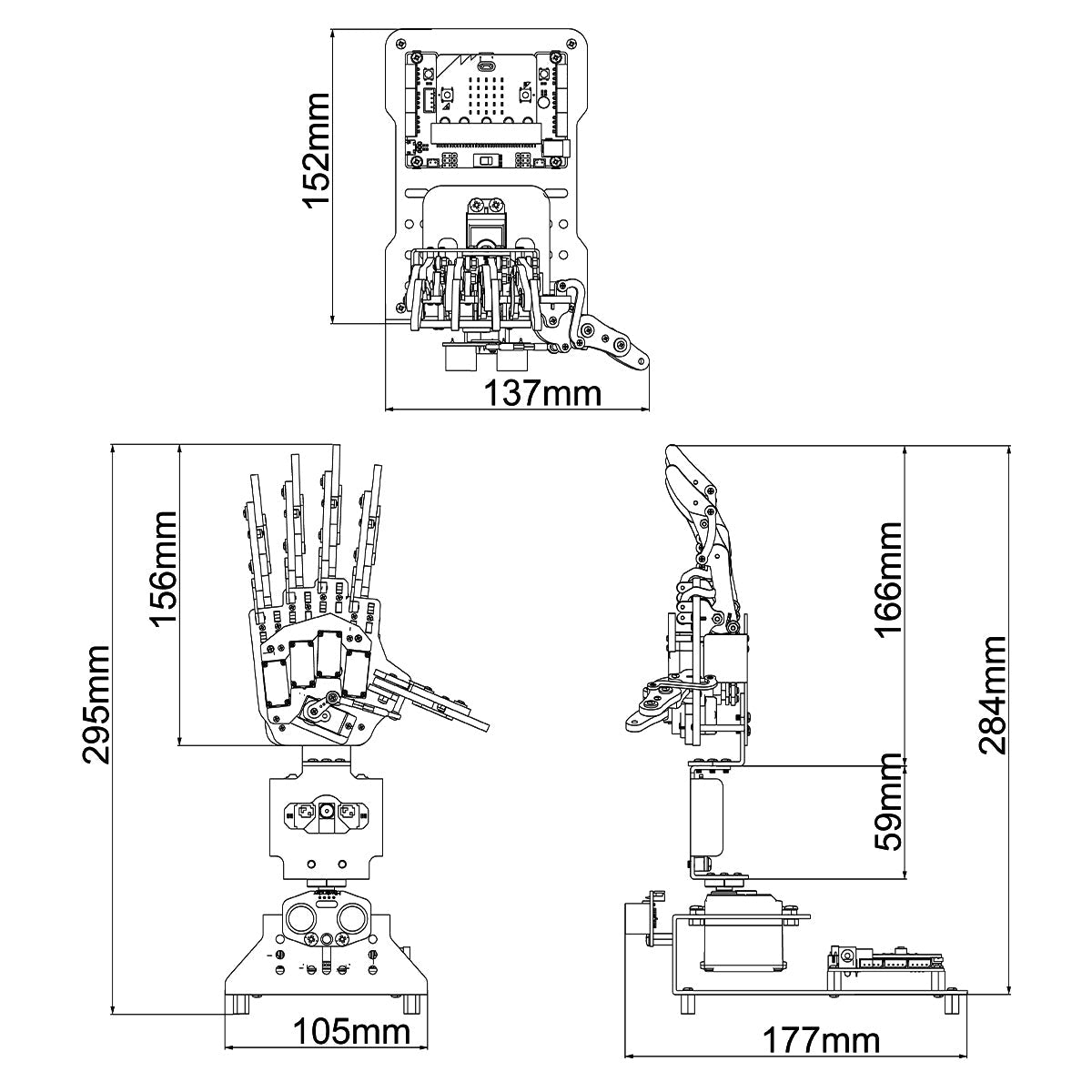 Image of AiHand Open-Source Robotic Hand micro:bit V2 WonderCam AI Vision Module