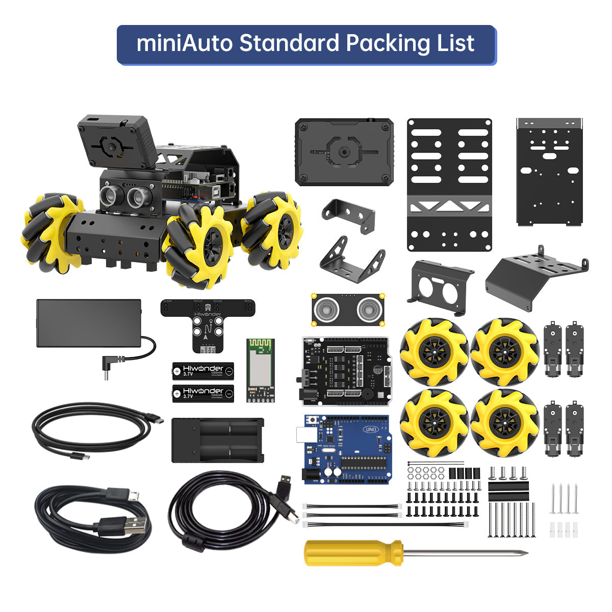 Image of miniAuto AI Vision Robot Arduino UNO R3 360 Omnidirectional Mecanum Wheels