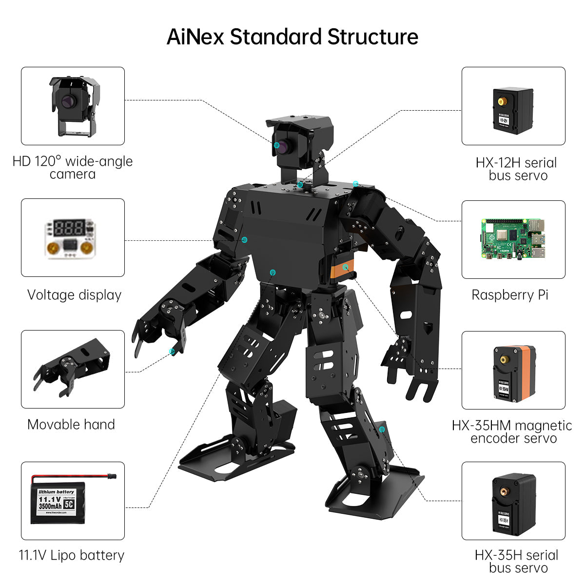 Image of AiNex Biped Humanoid Robot – Raspberry Pi Vision AI, ROS