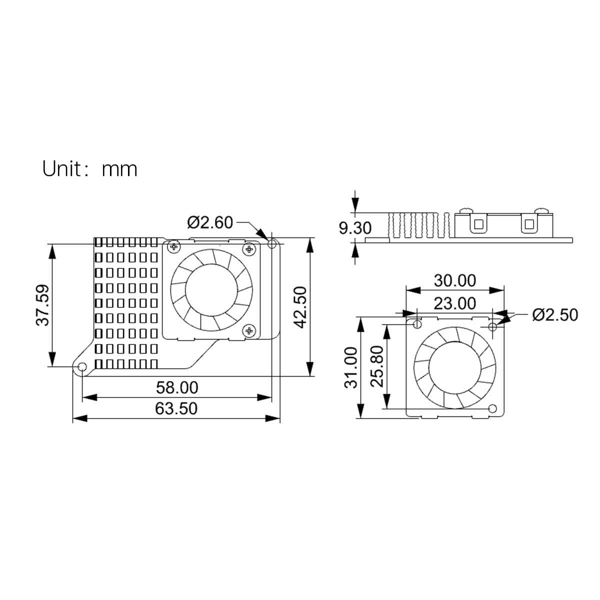 Image of Raspberry Pi 5 Active Heat Sink PWM Variable Speed Fan Aluminium Alloy Base