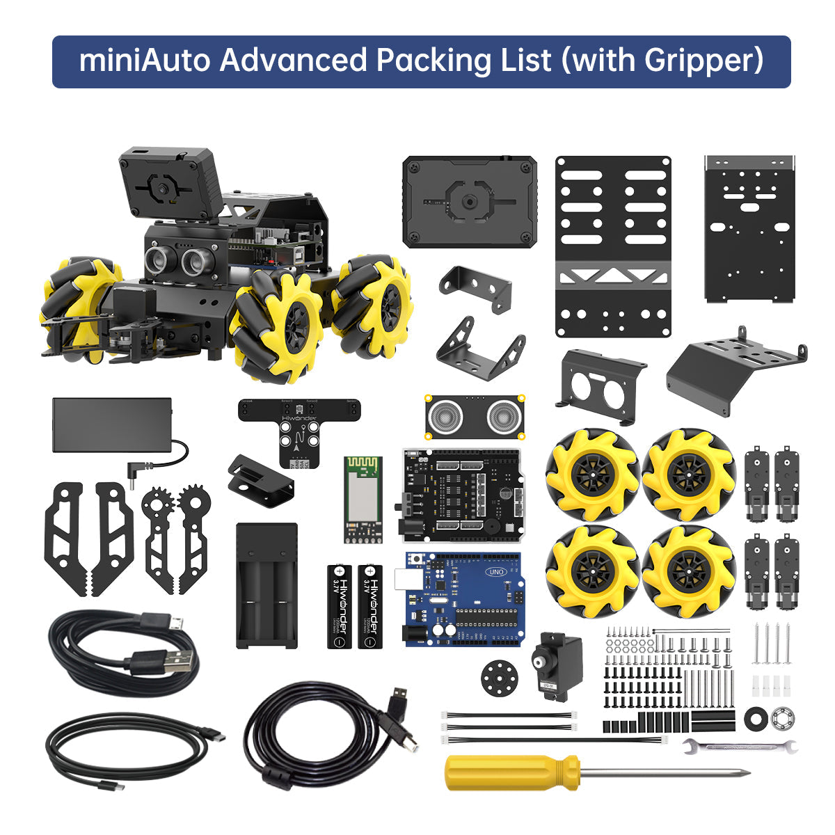 Image of miniAuto AI Vision Robot Arduino UNO R3 360 Omnidirectional Mecanum Wheels