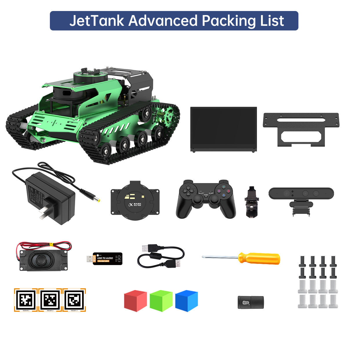 Image of JetTank ROS Robot Tank Jetson Nano Lidar Depth Camera Touchscreen SLAM