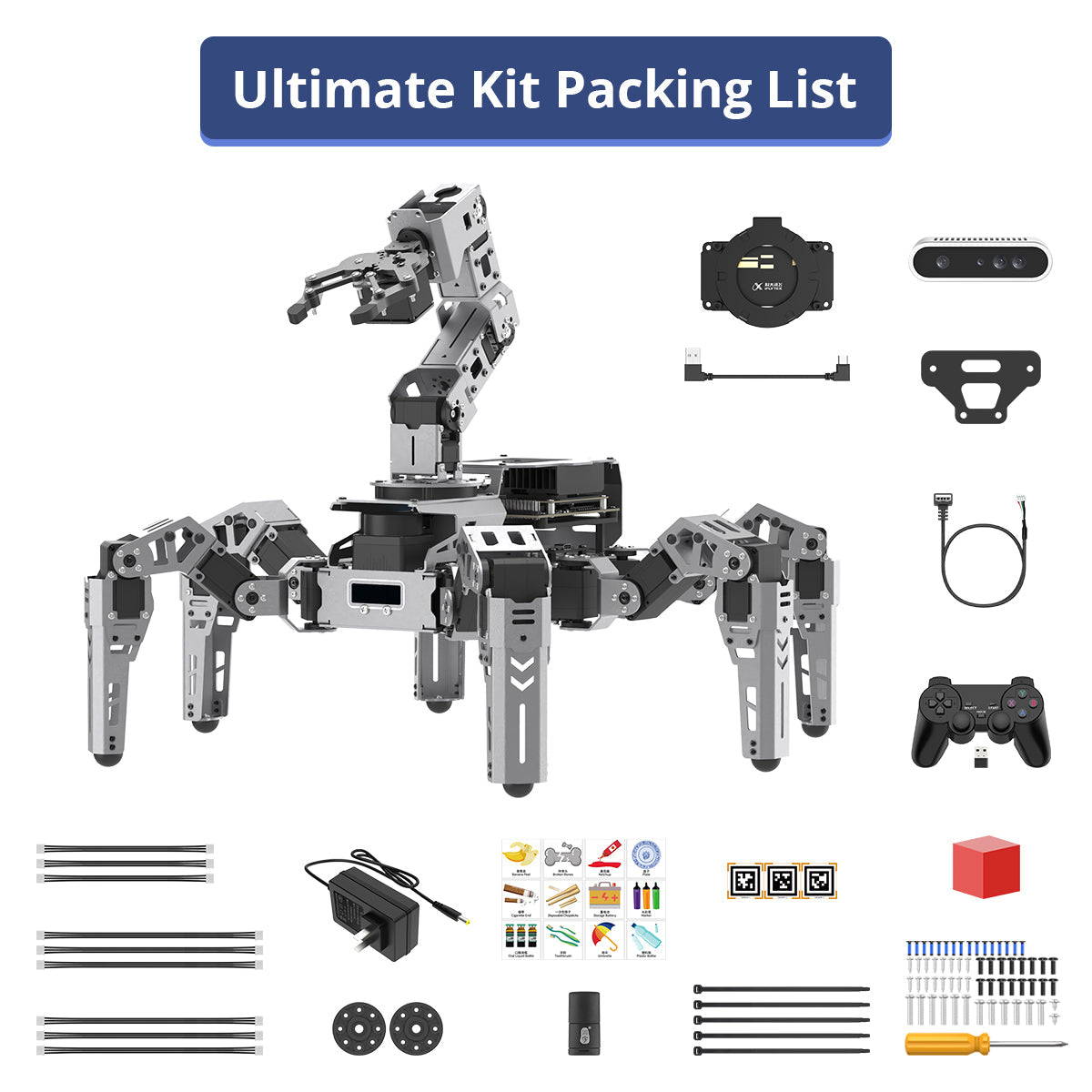 Image of ROSpider ROS2 Hexapod Robot with Multimodal AI, 3D Vision & SLAM
