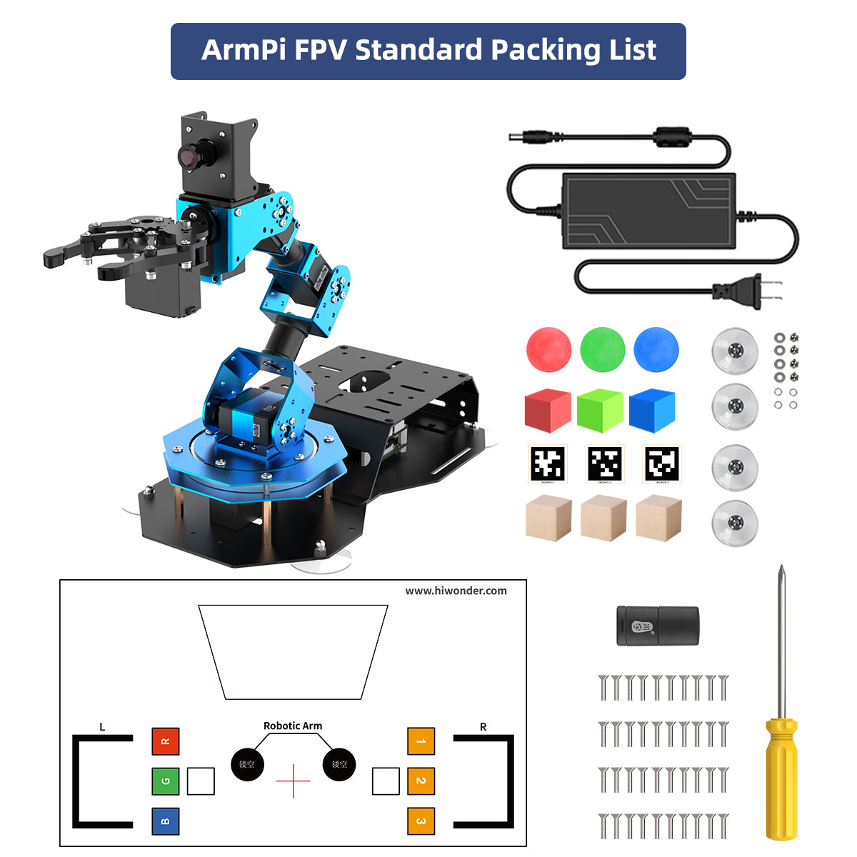 Image of ArmPi FPV AI Vision Raspberry Pi 5 ROS Robotic Arm Python