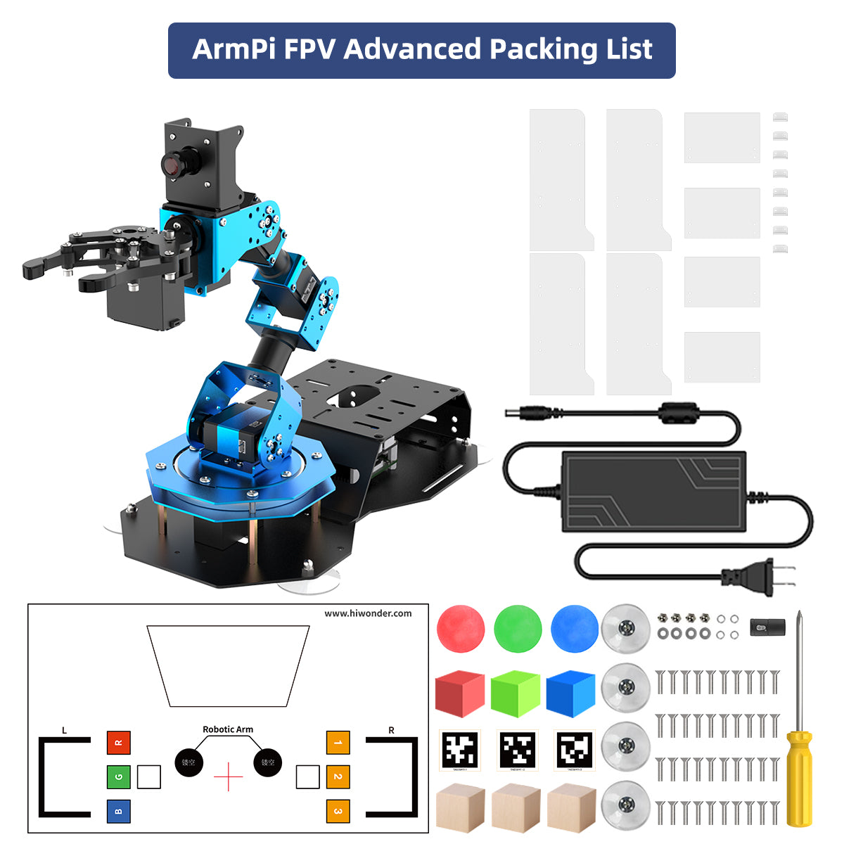 Image of ArmPi FPV AI Vision Raspberry Pi 5 ROS Robotic Arm Python