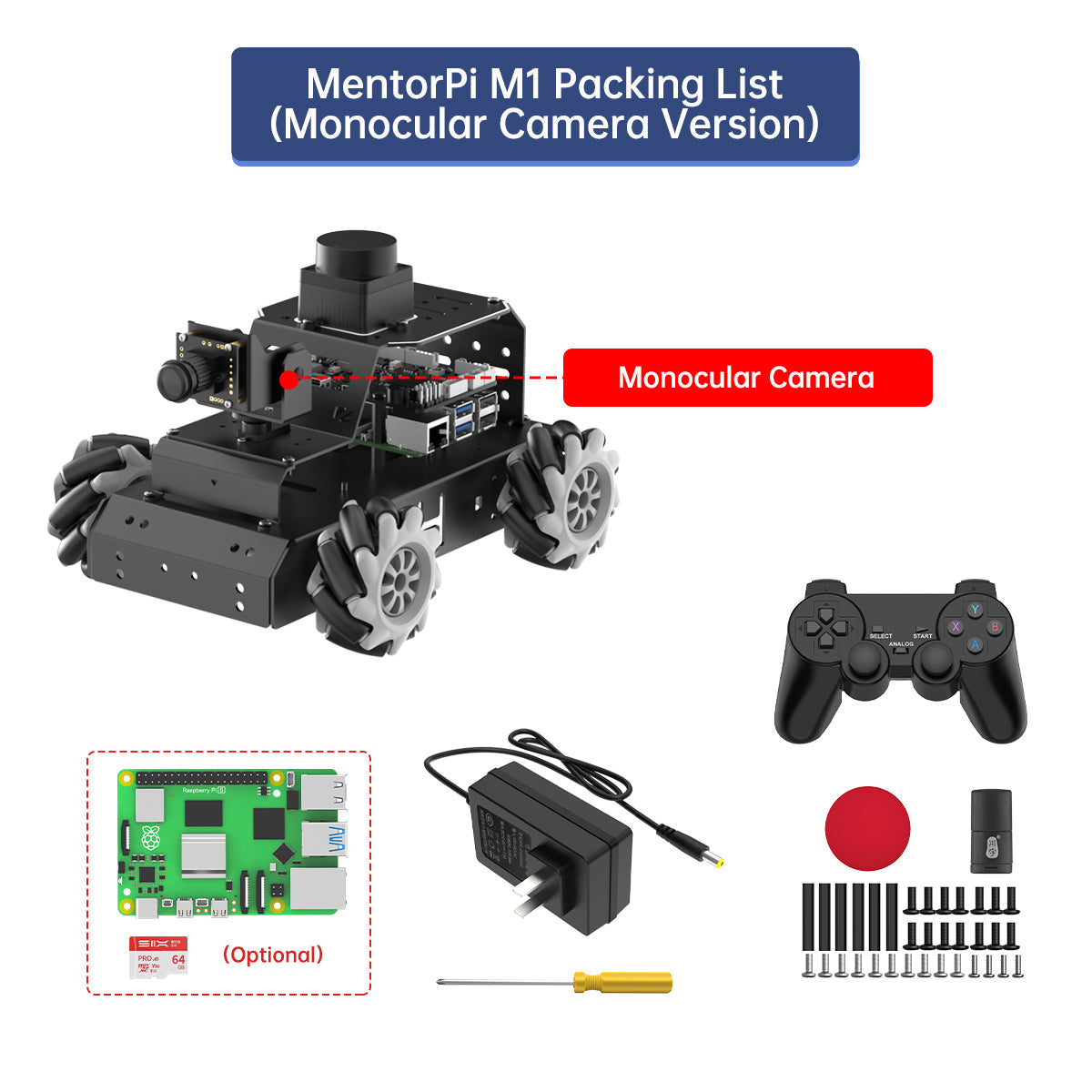 Image of MentorPi M1 Raspberry Pi 5 Robot Car Mecanum Chassis 2DOF Monocular Camera ROS2 SLAM