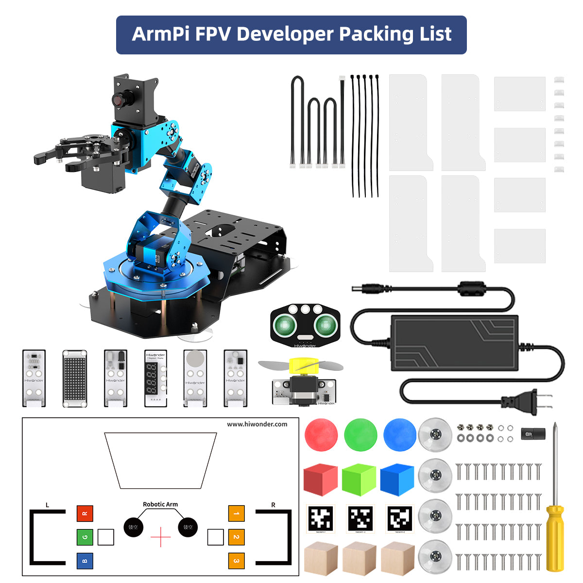Image of ArmPi FPV AI Vision Raspberry Pi 5 ROS Robotic Arm Python