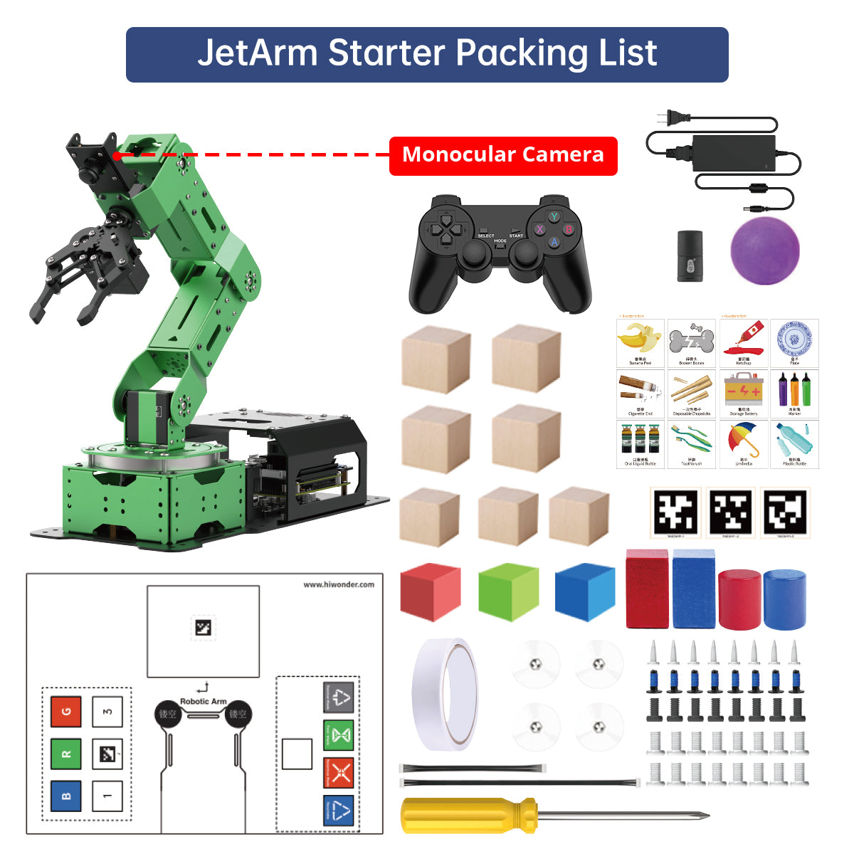 Image of JetArm ROS1 ROS2 3D Vision Robot Arm Multimodal AI ChatGPT Voice Sorting