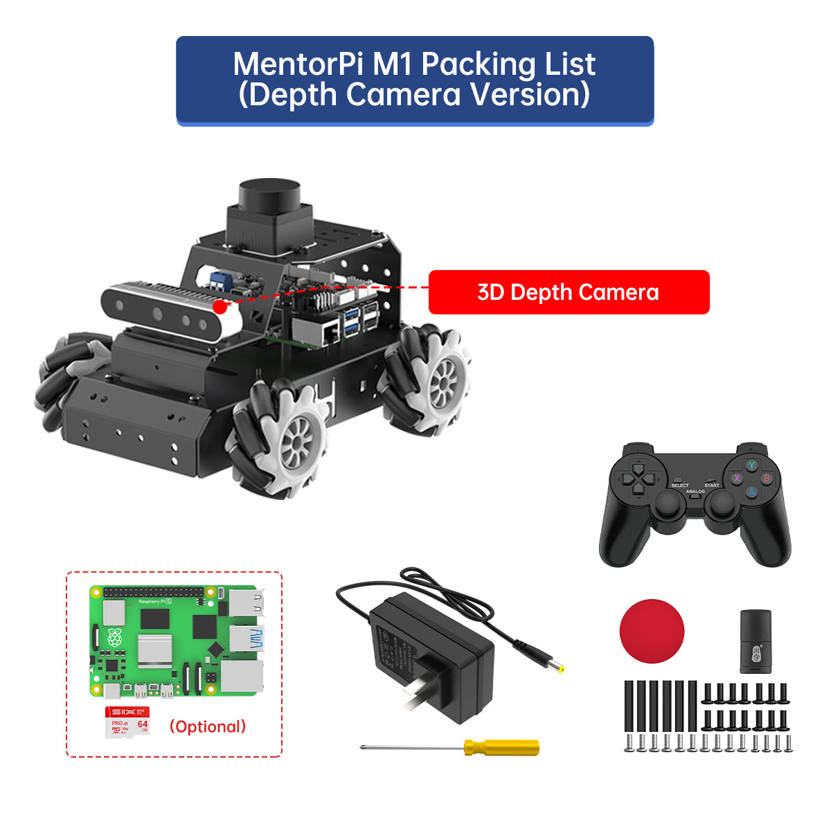 Image of MentorPi M1 Raspberry Pi 5 Robot Car Mecanum Chassis 2DOF Monocular Camera ROS2 SLAM