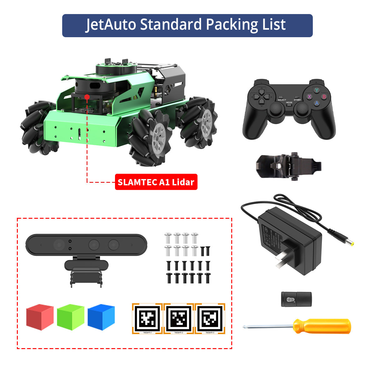 Image of JetAuto AI Robot Kit Jetson/Raspberry Pi 5 ROS OpenClaw ChatGPT SLAM