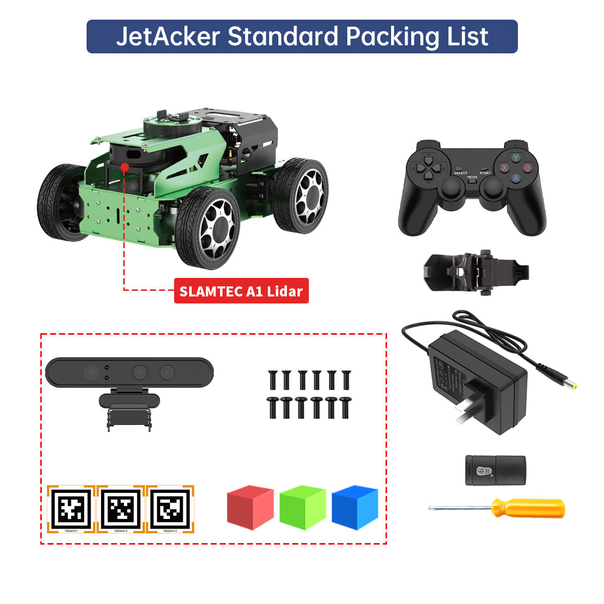 Image of JetAcker AI Robot Kit Jetson ROS1 ROS2 ChatGPT Voice Vision SLAM