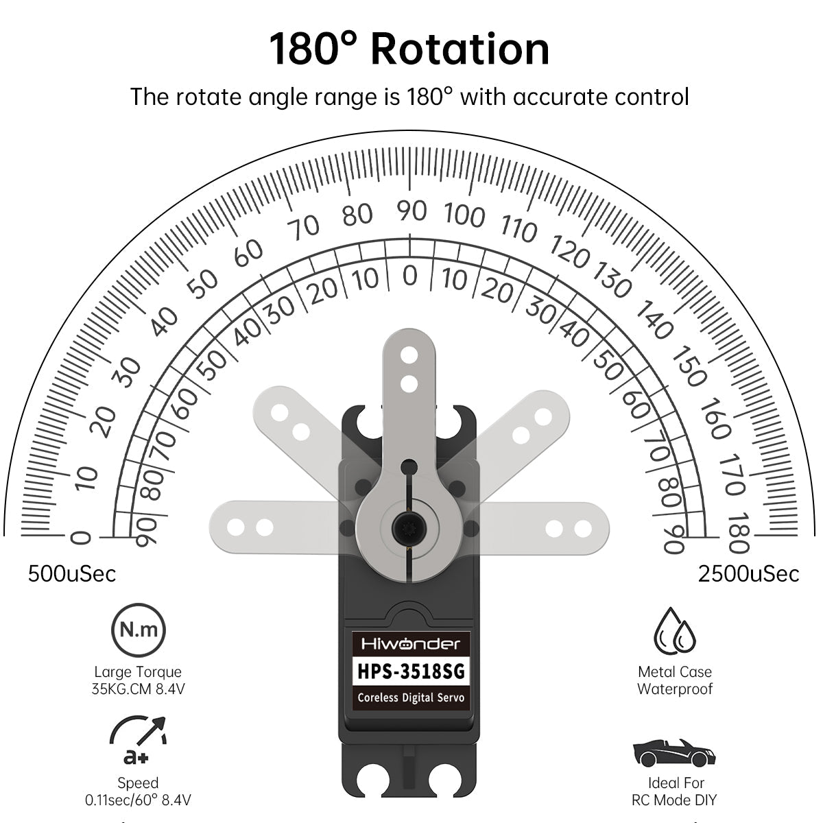 Image of HPS-3518SG Coreless Servo 35KG High Torque 180 Waterproof