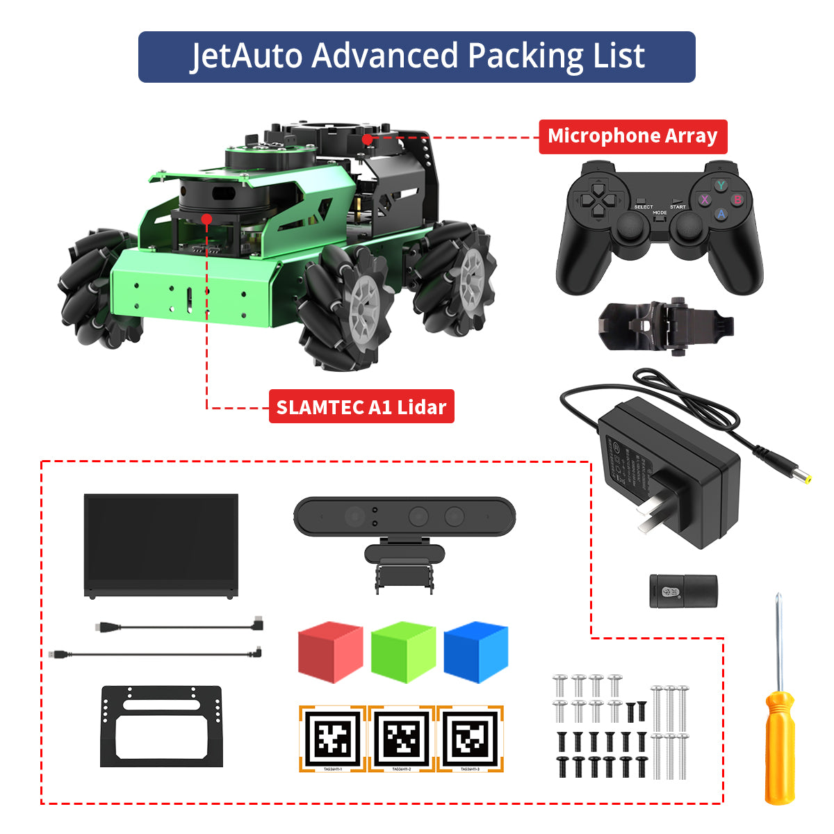 Image of JetAuto AI Robot Kit Jetson/Raspberry Pi 5 ROS OpenClaw ChatGPT SLAM