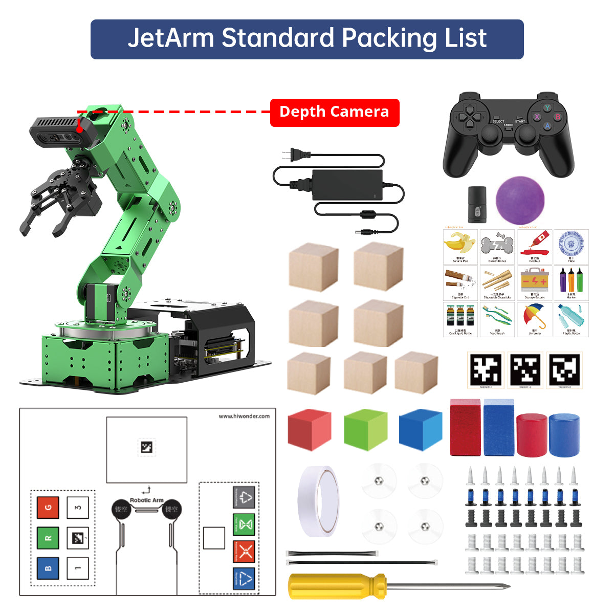 Image of JetArm Pro ROS1 ROS2 3D Vision Robot ChatGPT AI Voice Chassis Sliding Rail Conveyor
