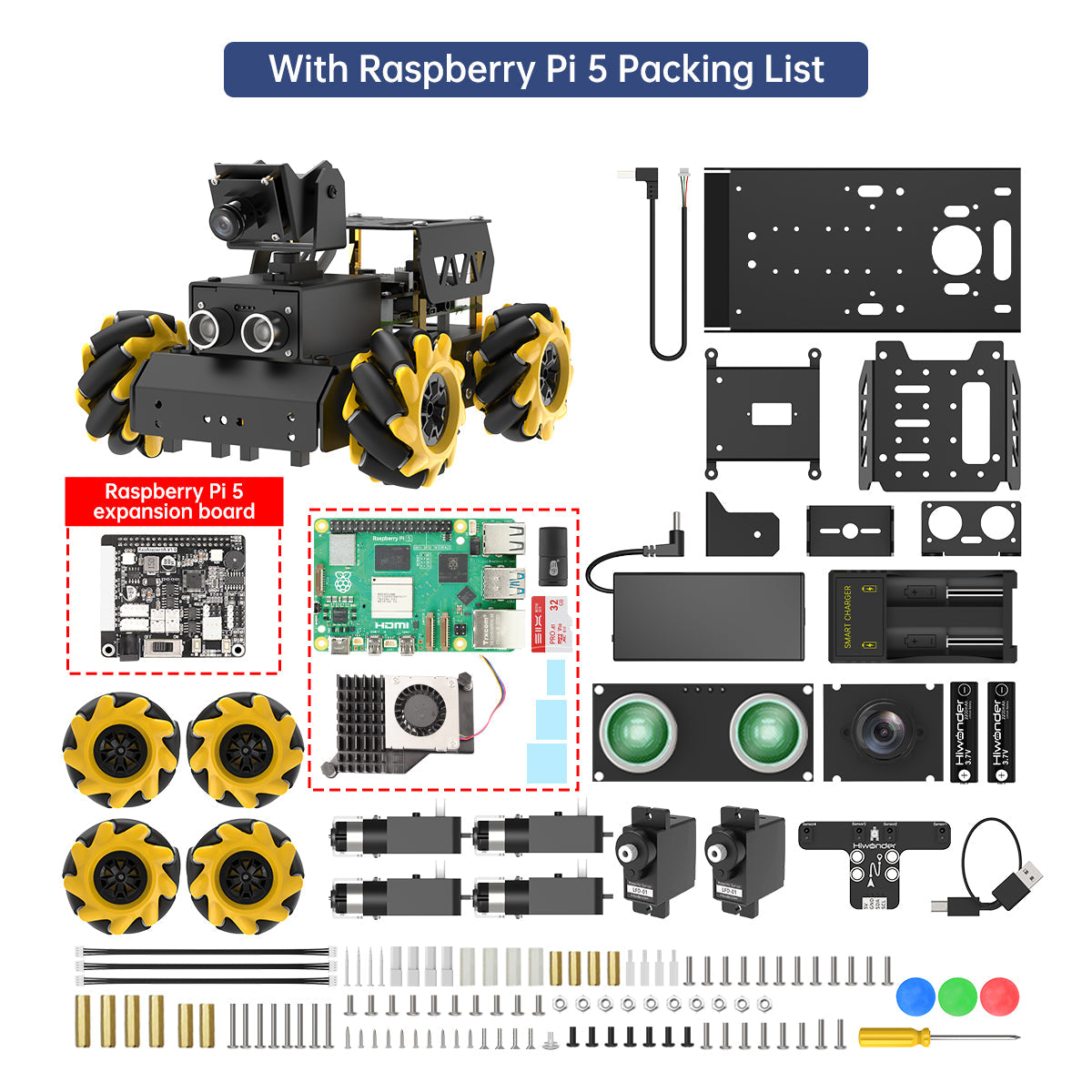 Image of TurboPi Raspberry Pi Robot Car ROS2 Mecanum AI Vision Multimodal AI