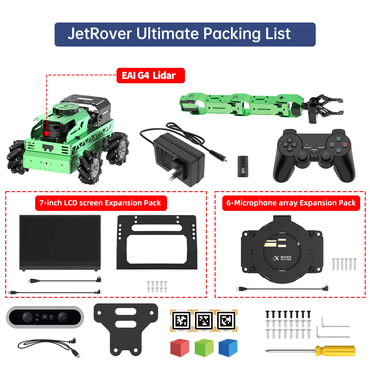 Image of JetRover JETSON Robot Car AI Vision Robotic Arm ROS1 ROS2 ChatGPT SLAM