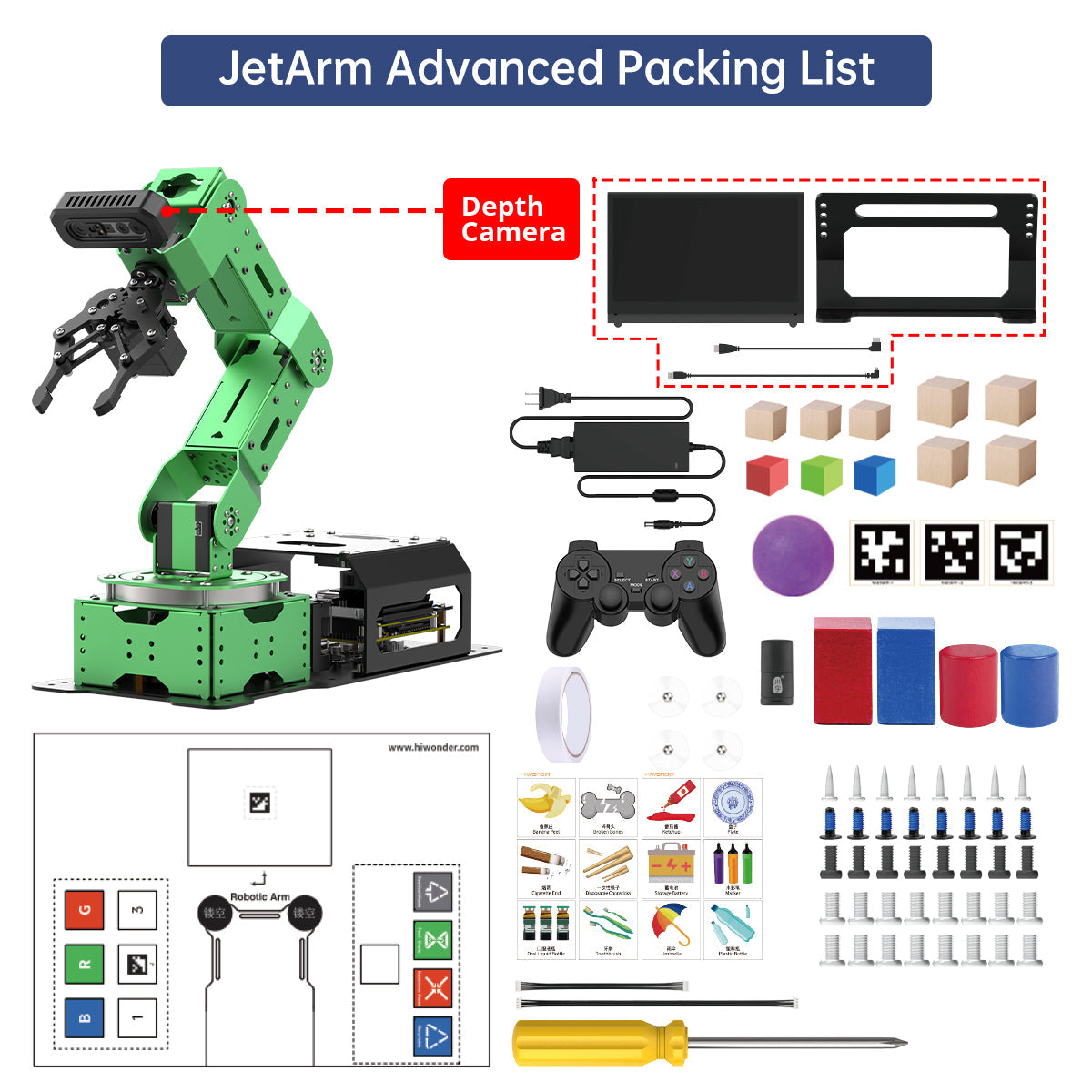 Image of JetArm Pro ROS1 ROS2 3D Vision Robot ChatGPT AI Voice Chassis Sliding Rail Conveyor