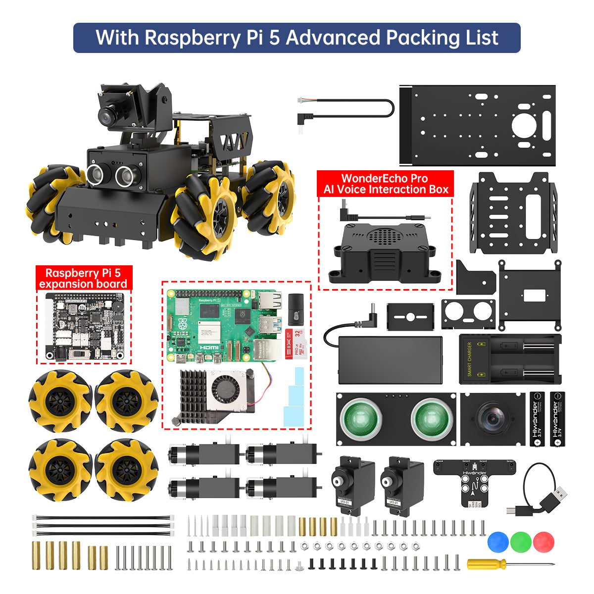 Image of TurboPi Raspberry Pi Robot Car ROS2 Mecanum AI Vision Multimodal AI