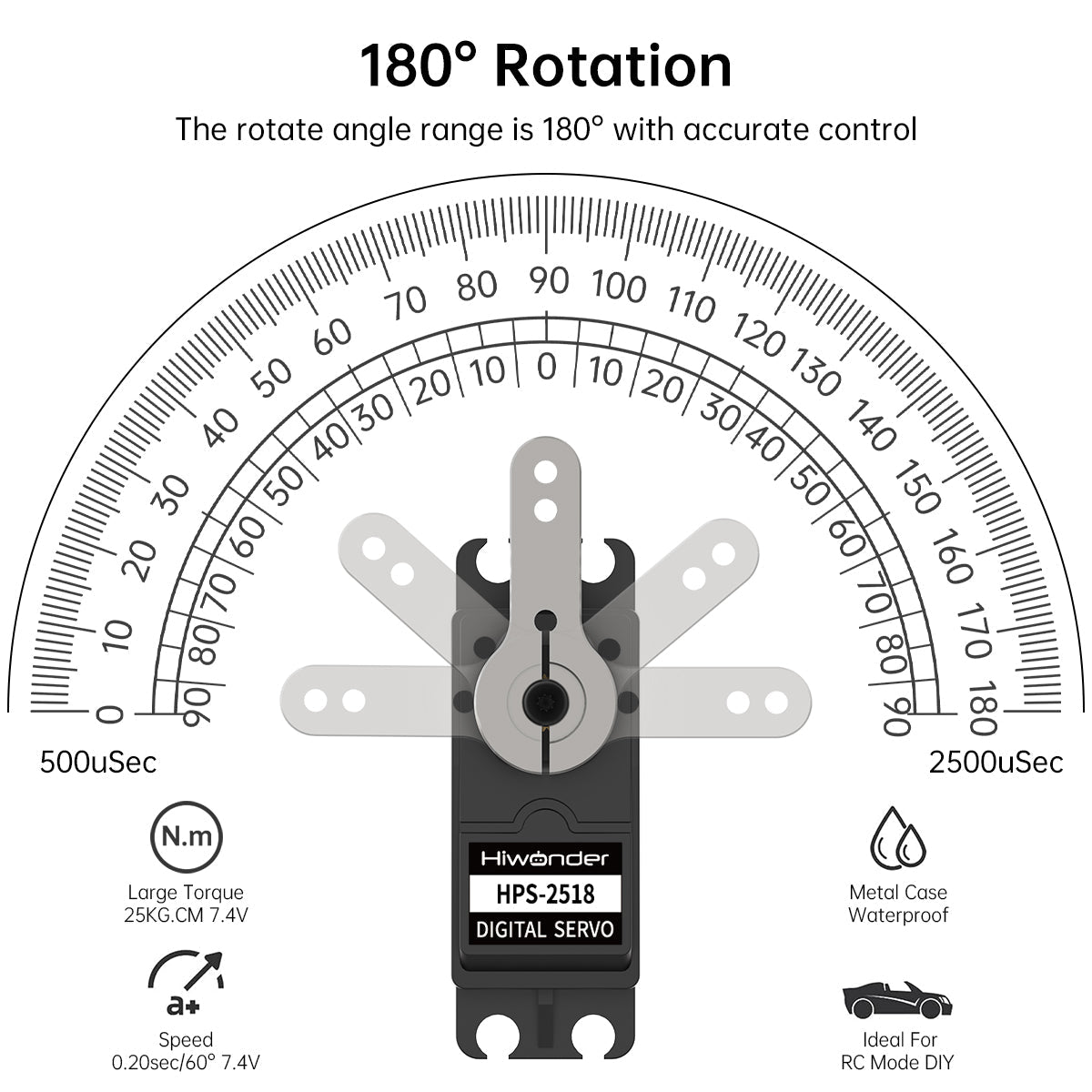 Image of HPS-2518 25KG High Torque Digital Servo Full Metal Gear 180