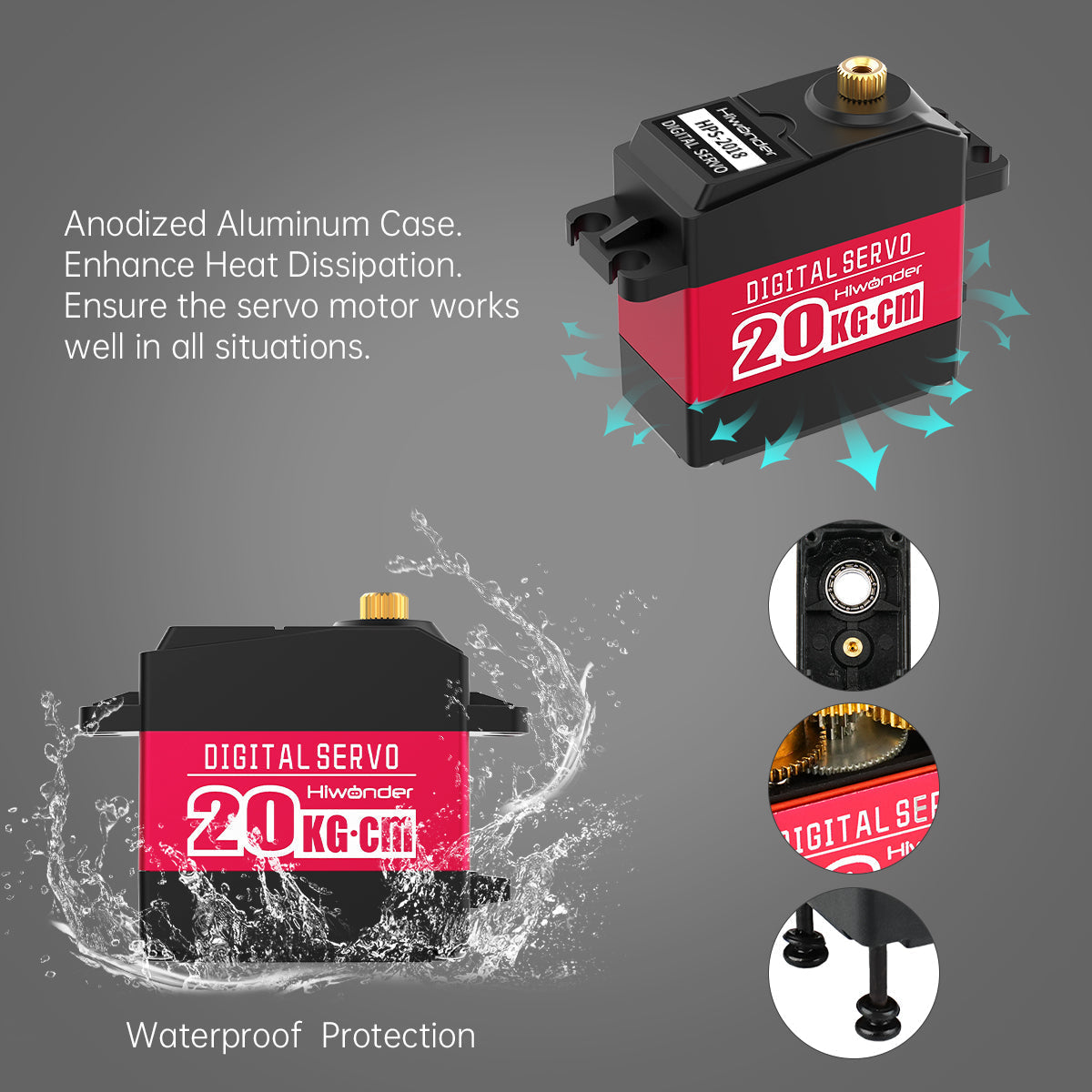 Image of HPS-2018 Full Metal Gear Digital Servo 20kg High Torque