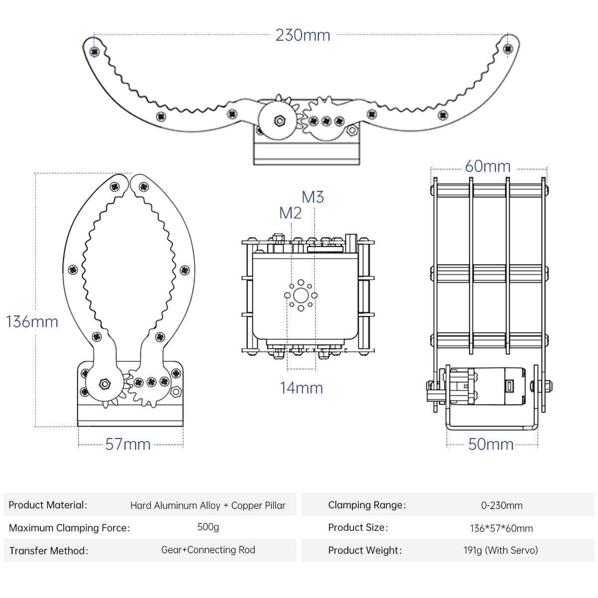 Image of Black Aluminum Alloy Gripper for Robot DIY
