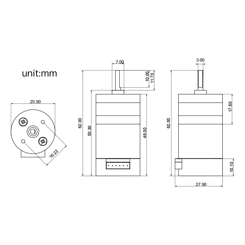 Image of 310 DC Gear Motor with Magnetic Hall Encoder All-Metal Gears 7.4V 450RPM