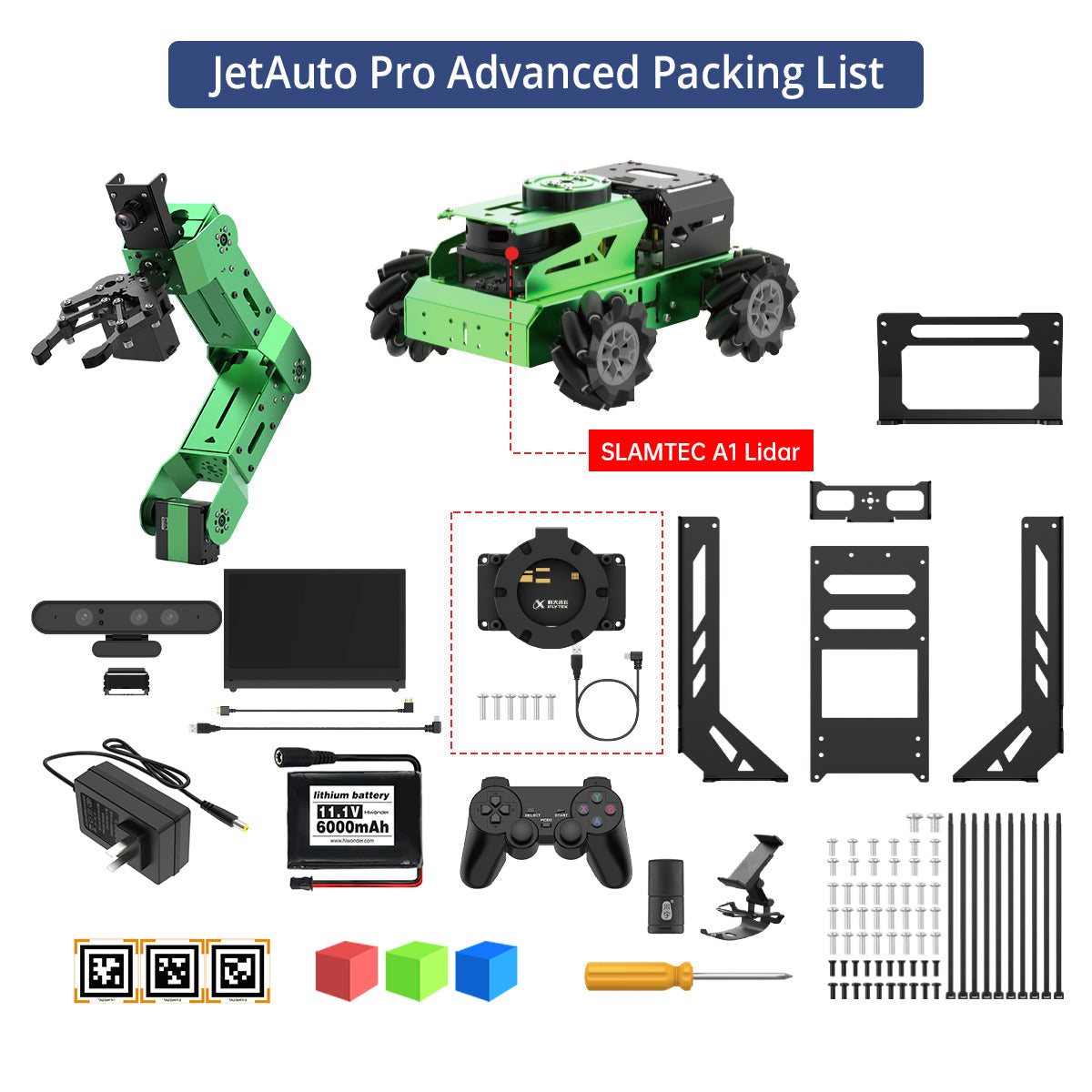 Image of JetAuto Pro AI Robot Car 6DOF Vision Arm ROS1 ROS2 ChatGPT SLAM
