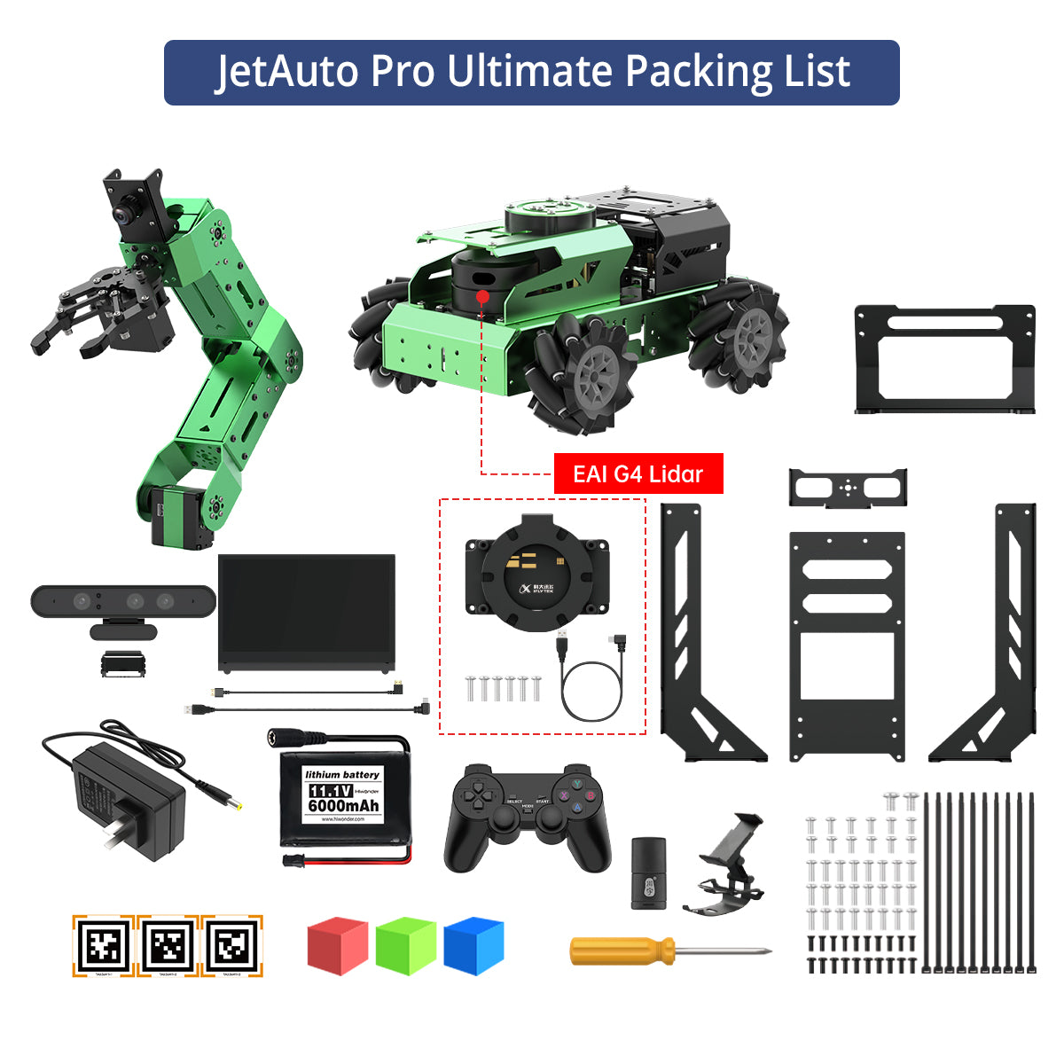 Image of JetAuto Pro AI Robot Car 6DOF Vision Arm ROS1 ROS2 ChatGPT SLAM