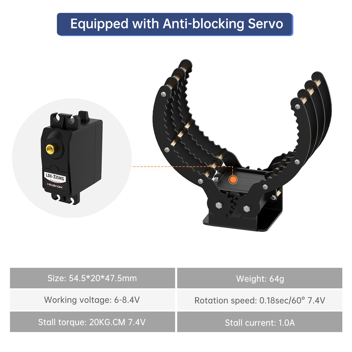 Image of Black Aluminum Alloy Gripper for Robot DIY