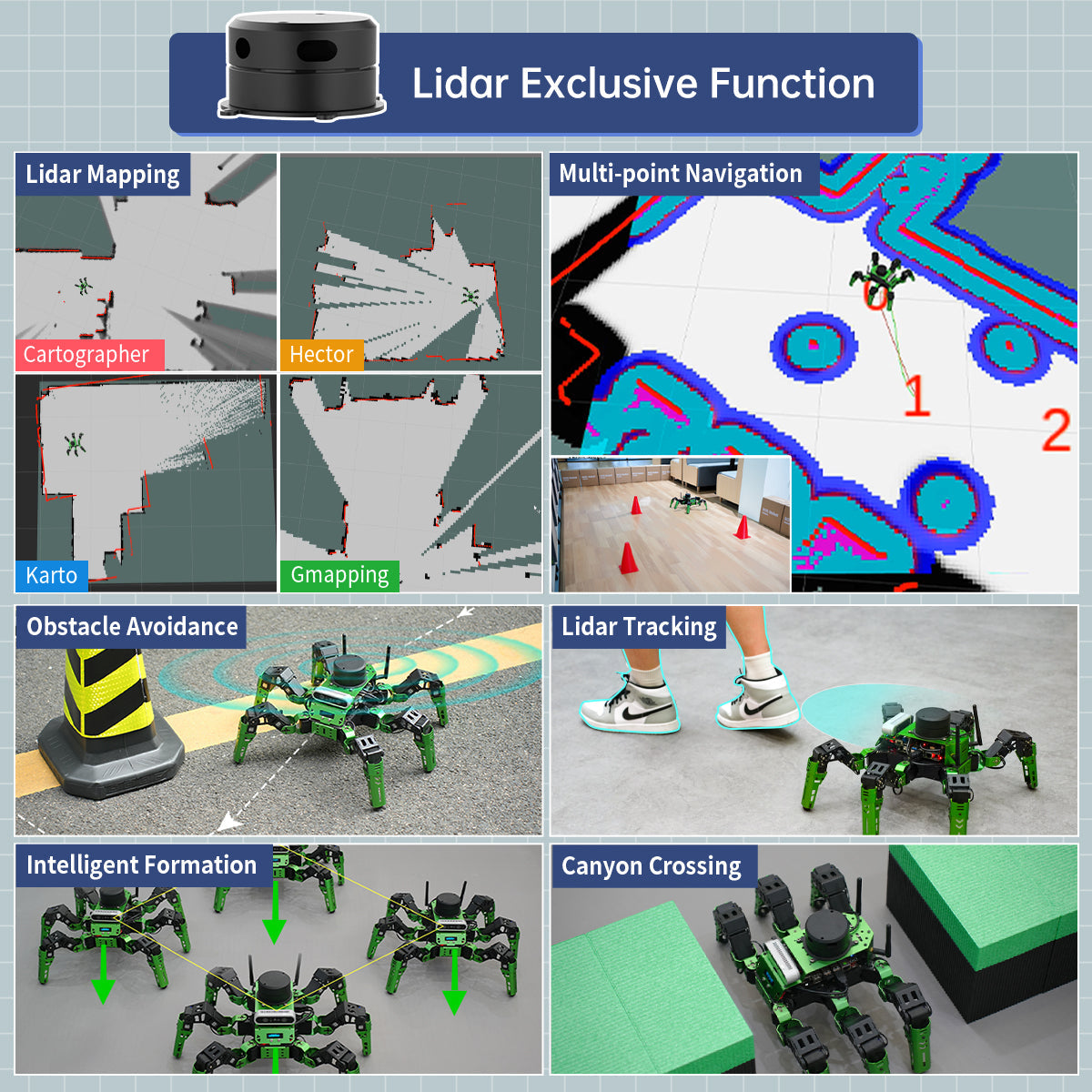 Image of JetHexa ROS Hexapod Robot Kit Jetson Nano Lidar Depth Camera SLAM