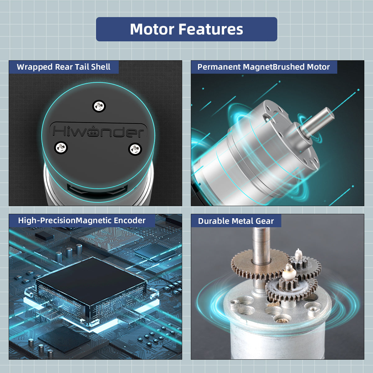 Image of 520 DC Gear Motor High-Precision Hall Encoder 12V D-Shaped Eccentric Shaft