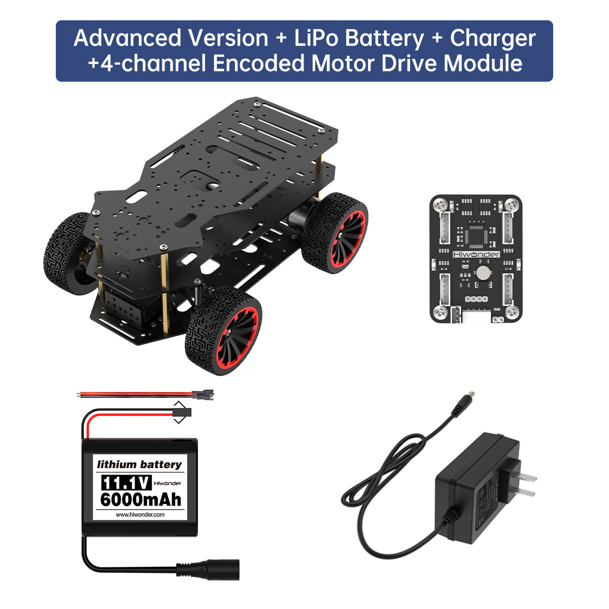 Image of Ackerman Intelligent Car Metal Chassis Dual Encoder Motor ROS