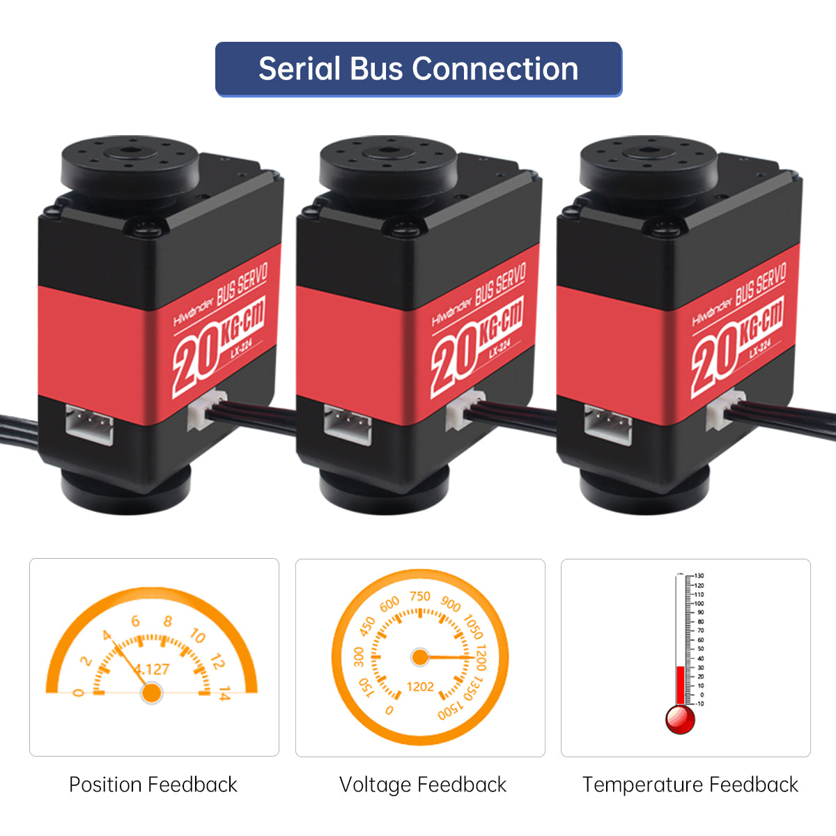 Image of LX-224 Serial Bus Servo with Three Connectors /20KG Large Torque