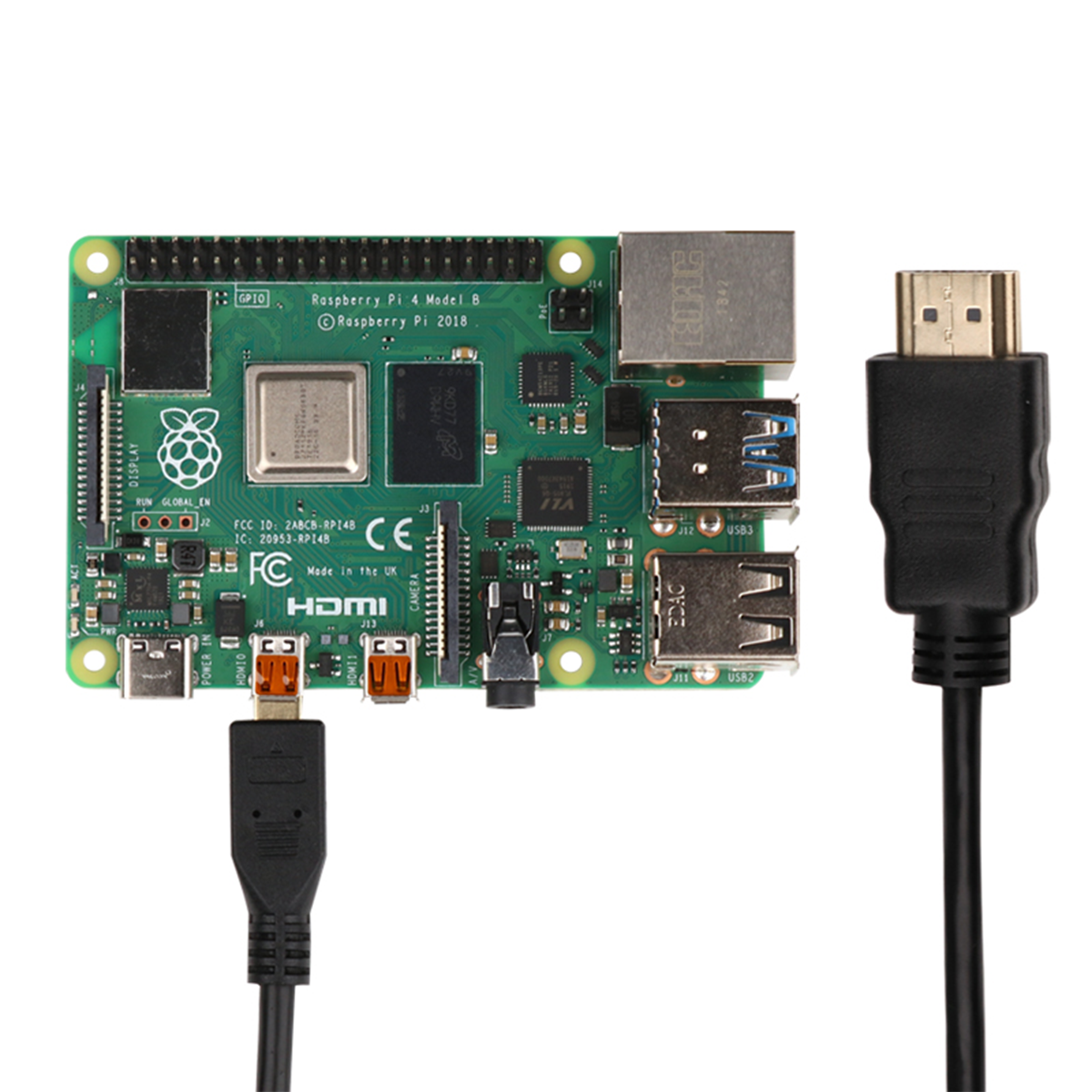 Image of Micro-HDMI to HDMI Adapter Cable for Raspberry Pi 4B 1.5M 4K Display Connector