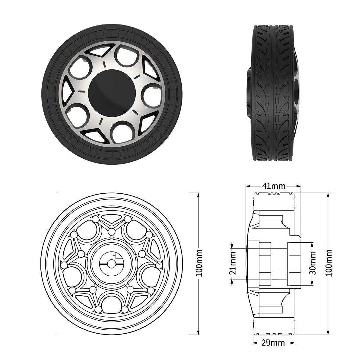 Image of Solid Rubber Tire 100mm High Load-bearing Wear-resistant AGV Tire