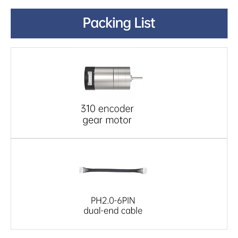 Image of 310 DC Gear Motor with Magnetic Hall Encoder All-Metal Gears 7.4V 450RPM