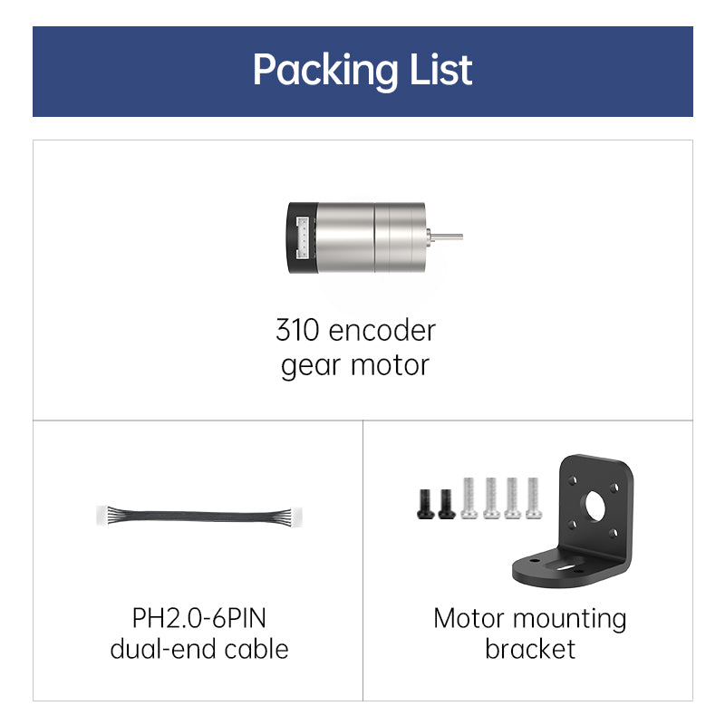 Image of 310 DC Gear Motor with Magnetic Hall Encoder All-Metal Gears 7.4V 450RPM