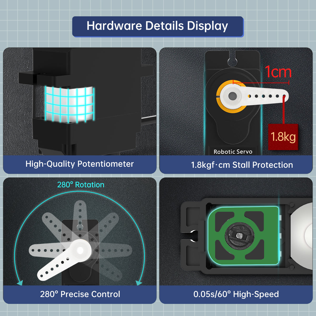 Image of Hiwonder HPD-0127 Mini Dual-Axis High-Speed Anti-Stall Clutch PWM Digital Servo