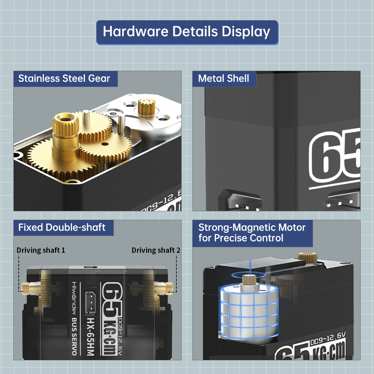 Image of Hiwonder HX-65HM Intelligent Serial Bus Servo Full Metal Gear 65KG 360°