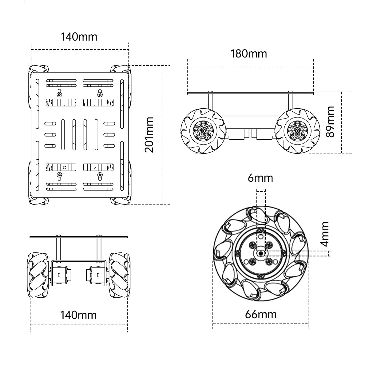 Image of Mecanum Wheel Smart Chassis Car Kit Unassembled