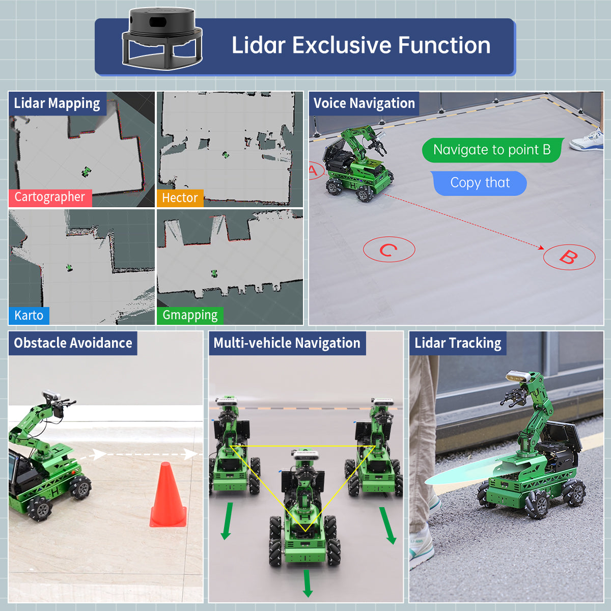 Image of JetRover JETSON Robot Car AI Vision Robotic Arm ROS1 ROS2 ChatGPT SLAM