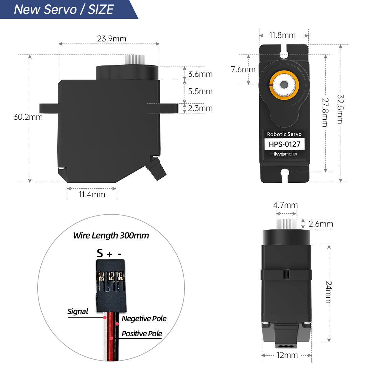 Image of Hiwonder HPS-0127 Micro High-Speed Anti-Blocking PWM Digital Servo 270°
