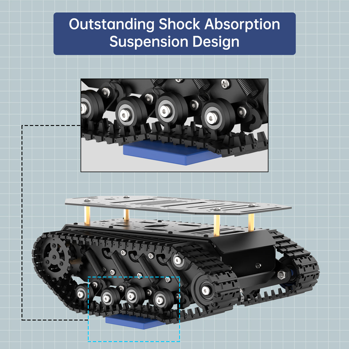 Image of Track Chassis Suspension Shock Absorption Full-Metal Tank Robot