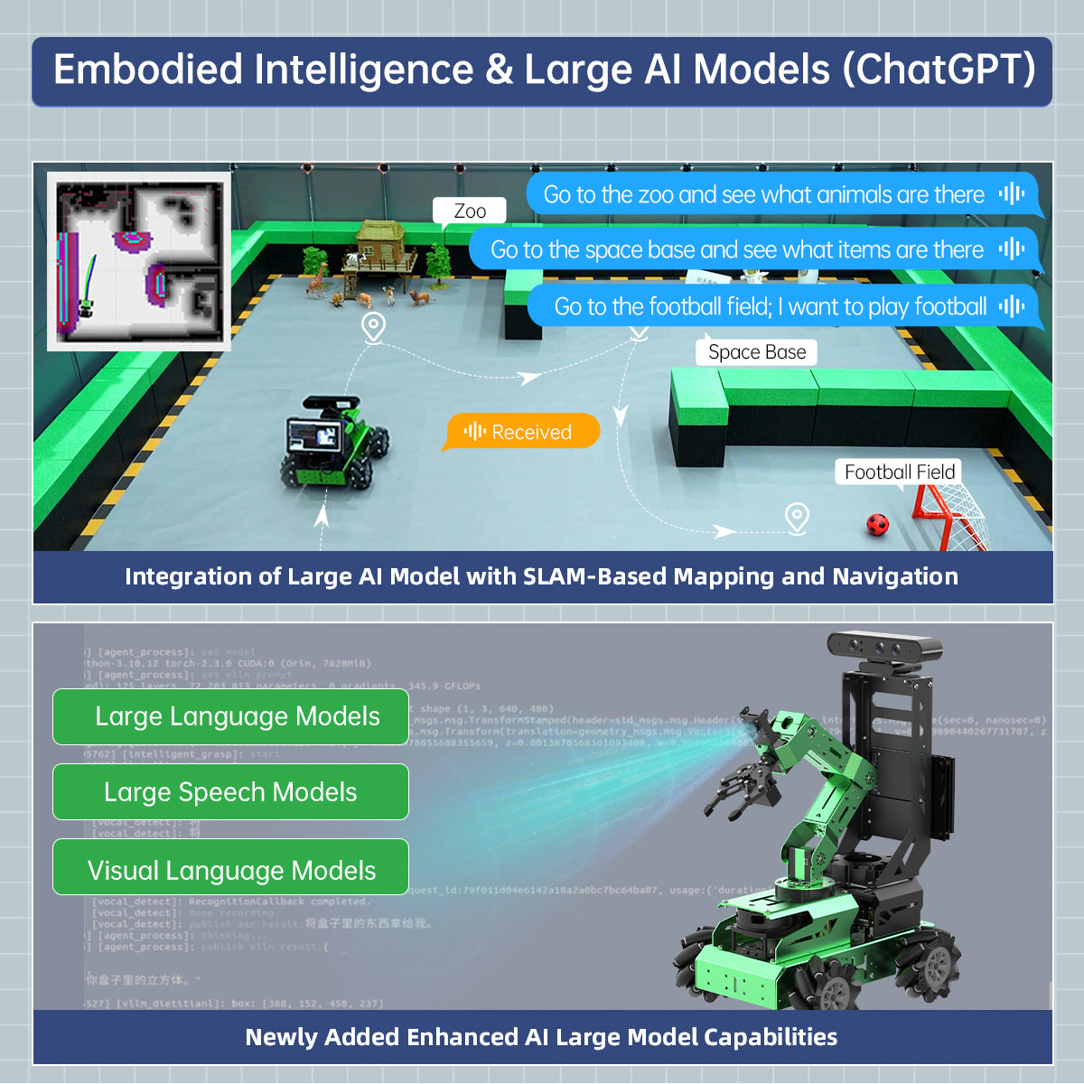 Image of JetAuto Pro AI Robot Car 6DOF Vision Arm ROS1 ROS2 ChatGPT SLAM
